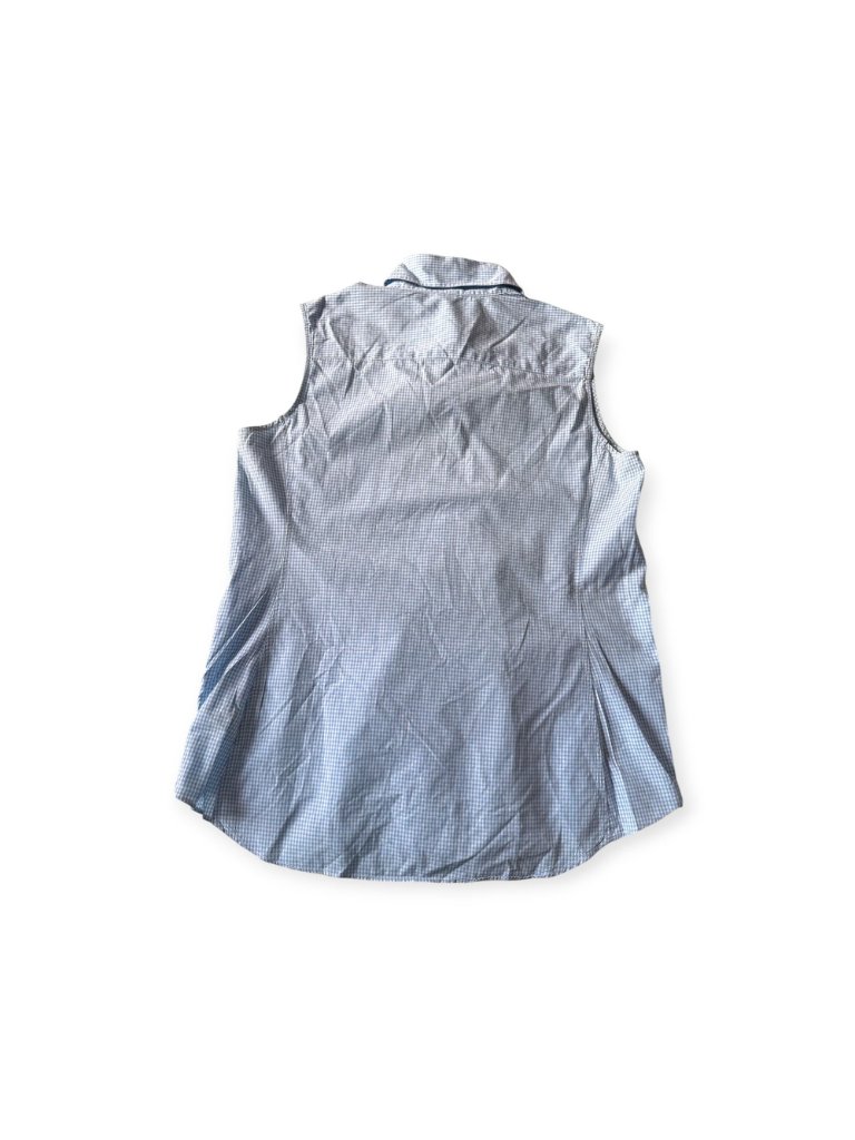 Muji Gingham Check Sleeveless Cotton Shirt, Size L — image 5 of 7